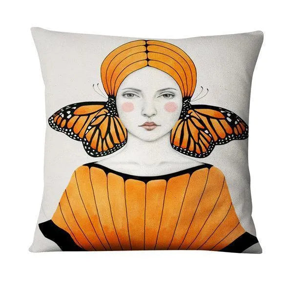 Home Daily Character Painted Linen Pillowcase - Bellarte Enchanté Home Daily Character Painted Linen Pillowcase